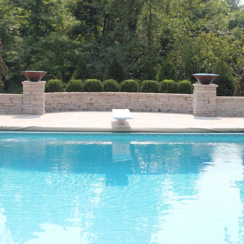 Closeup of pool with diving board
