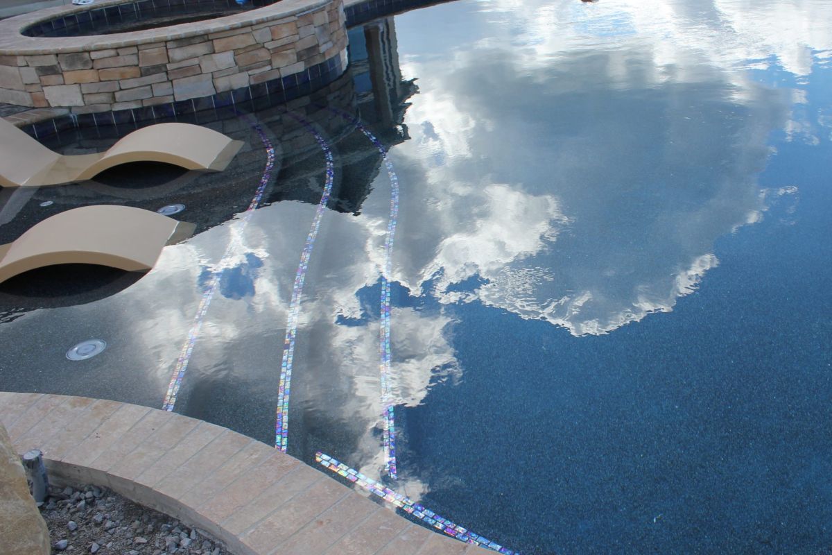 Pool with Decorative lines on the steps