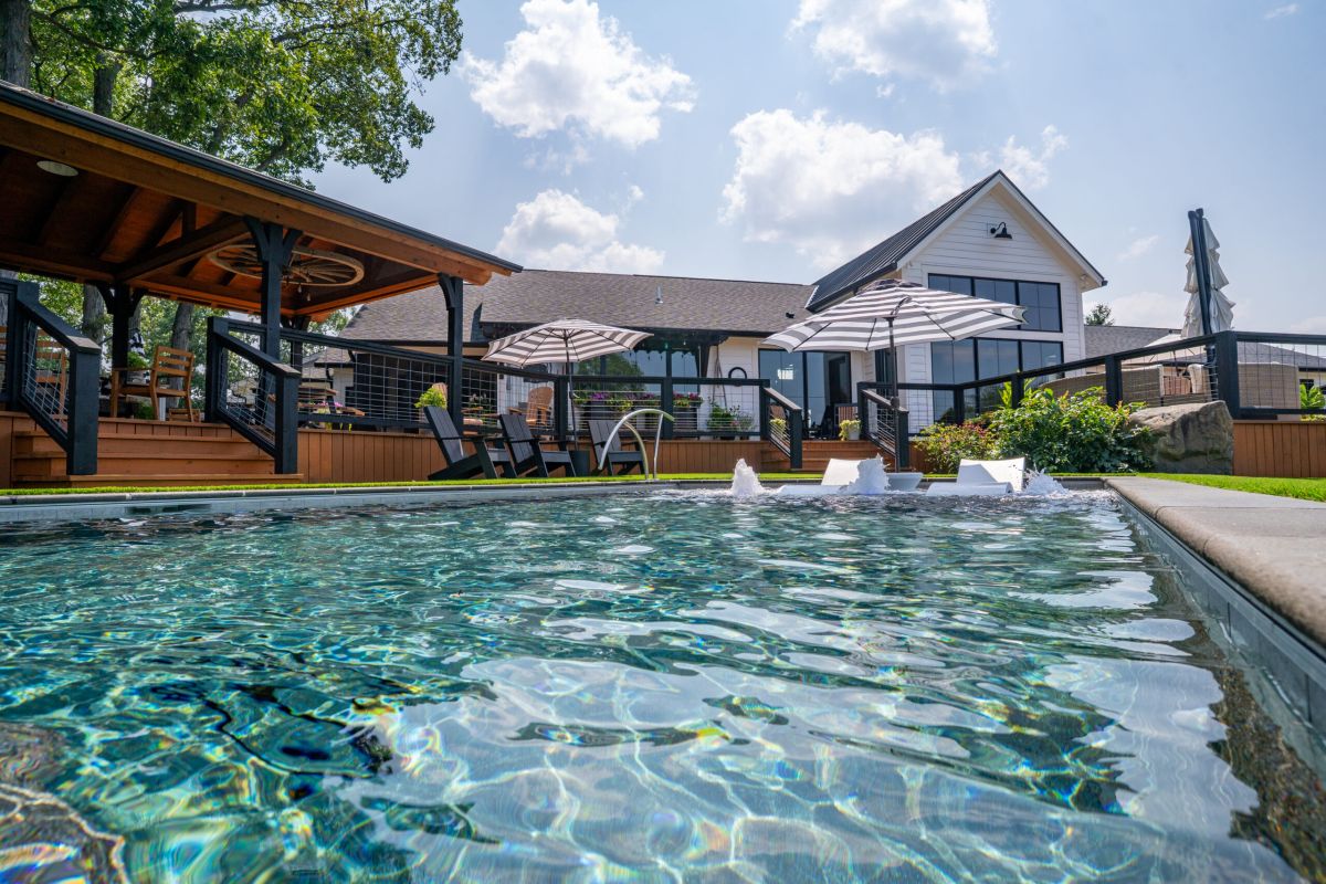 Backyard Pool with Seating and Ledges